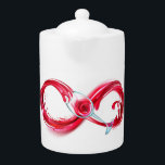 Infinity with Red Wine Teapot<br><div class="desc">Infinity symbol of continuous stream of red wine pouring into glass wine glass on white background.</div>