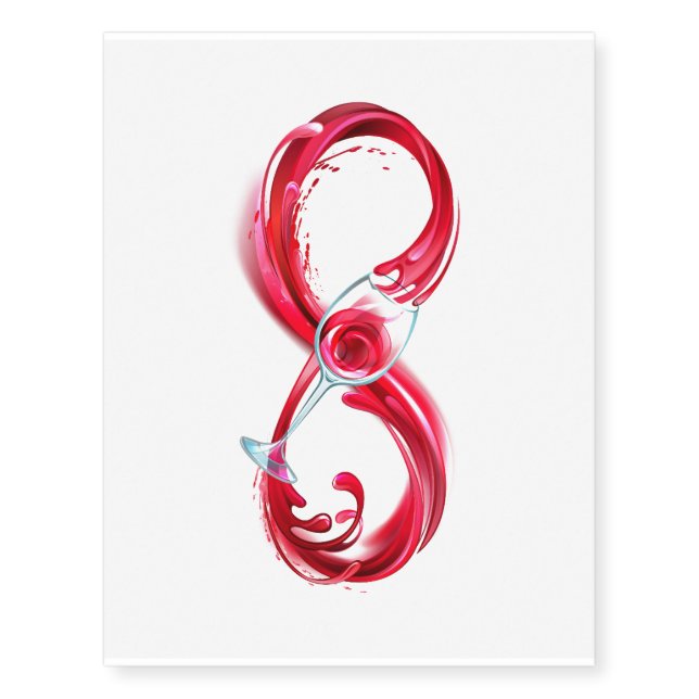 Infinity with Red Wine Temporary Tattoos (Front)