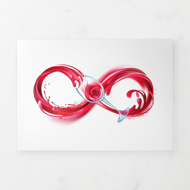 Infinity with Red Wine Tri-Fold Card (Cover)