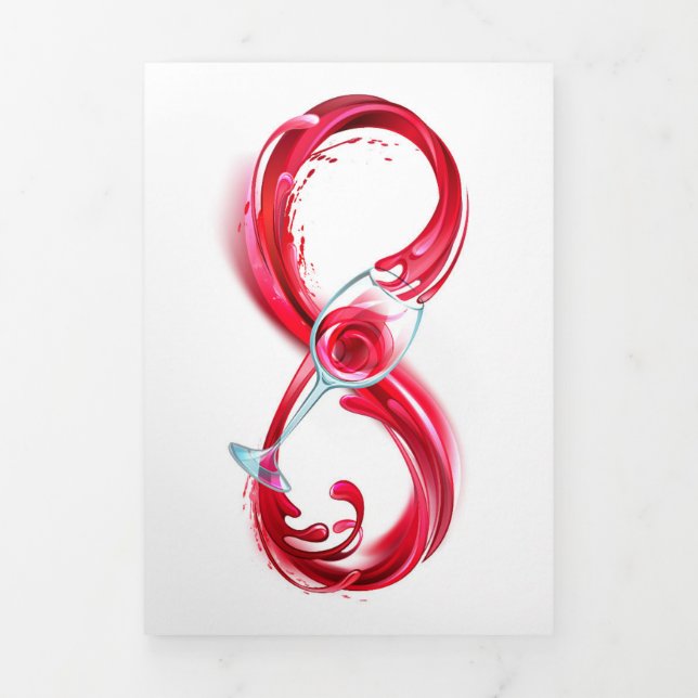 Infinity with Red Wine Tri-Fold Invitation (Cover)
