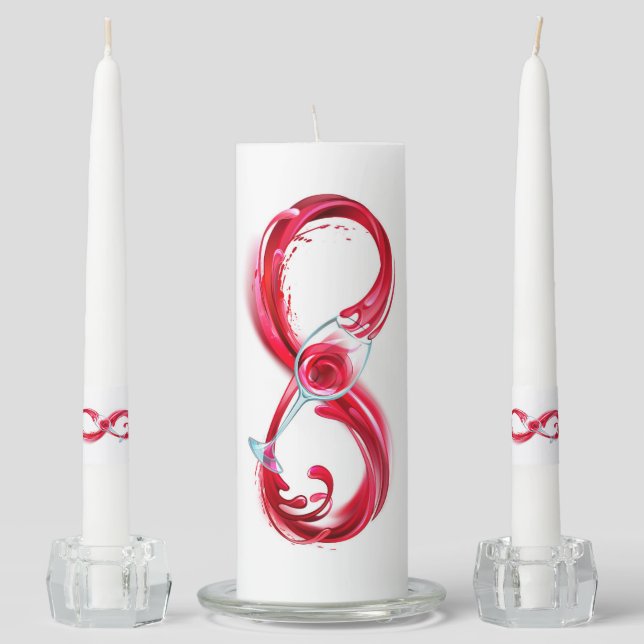 Infinity with Red Wine Unity Candle Set (Front)