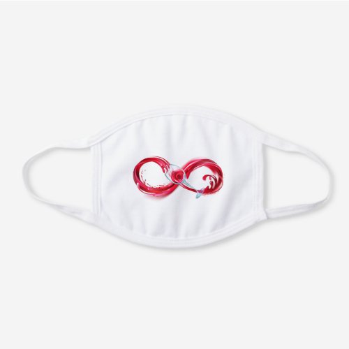 Infinity with Red Wine White Cotton Face Mask