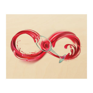 Infinity with Red Wine Wood Wall Art