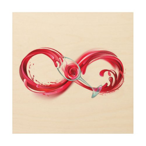 Infinity with Red Wine Wood Wall Art