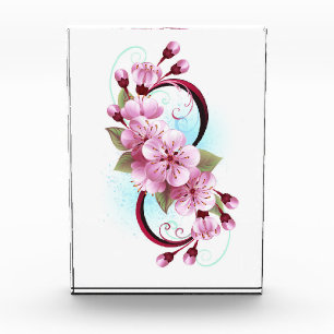 Infinity with Sakura Blossom Flowers Acrylic Award