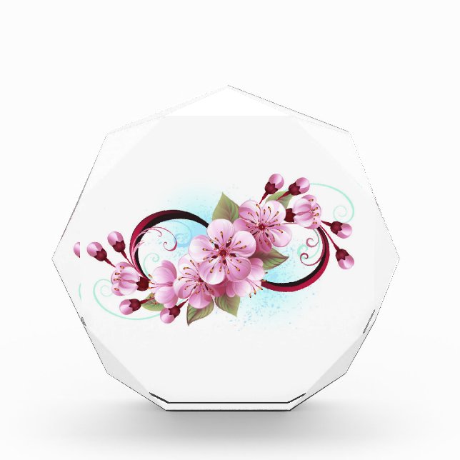 Infinity with Sakura Blossom Flowers Acrylic Award (Front)