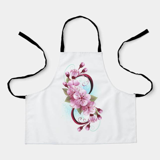 Infinity with Sakura Blossom Flowers Apron (Front)