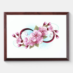 Infinity with Sakura Blossom Flowers Award Plaque