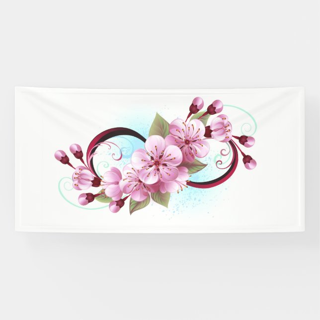 Infinity with Sakura Blossom Flowers Banner (Horizontal)