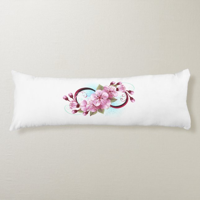 Infinity with Sakura Blossom Flowers Body Pillow (Front)