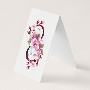 Infinity with Sakura Blossom Flowers Business Card