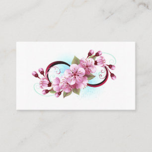 Infinity with Sakura Blossom Flowers Business Card