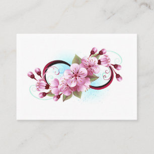 Infinity with Sakura Blossom Flowers Business Card