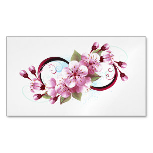 Infinity with Sakura Blossom Flowers Business Card Magnet