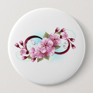 Infinity with Sakura Blossom Flowers Button