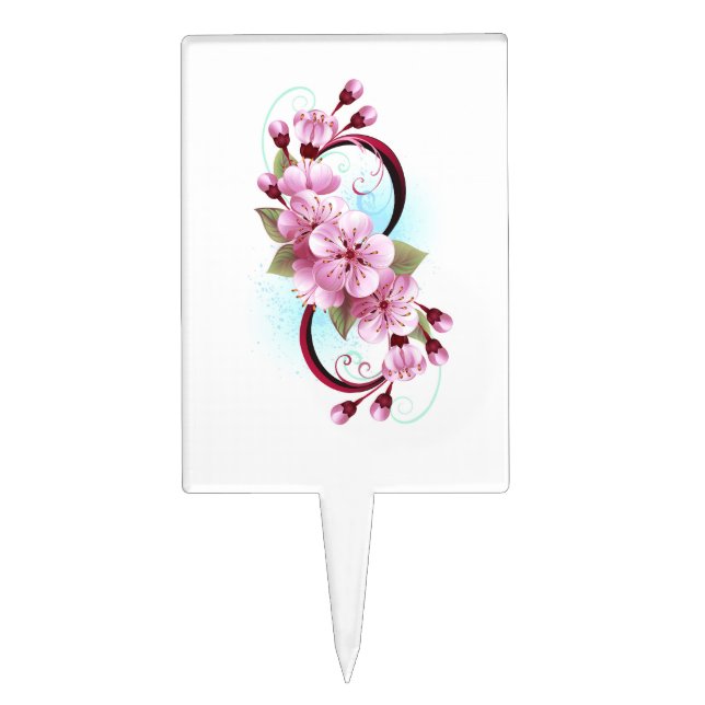 Infinity with Sakura Blossom Flowers Cake Topper (Front)