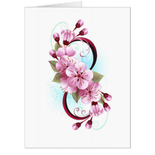 Infinity with Sakura Blossom Flowers Card