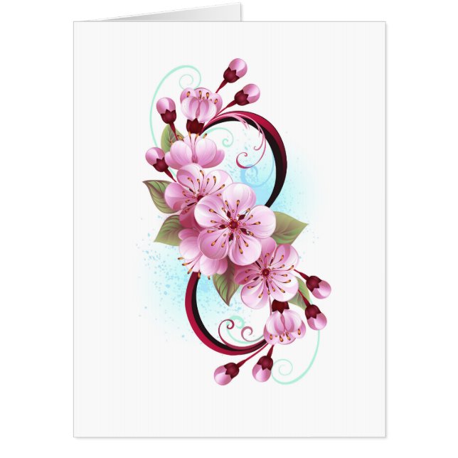 Infinity with Sakura Blossom Flowers Card (Front)