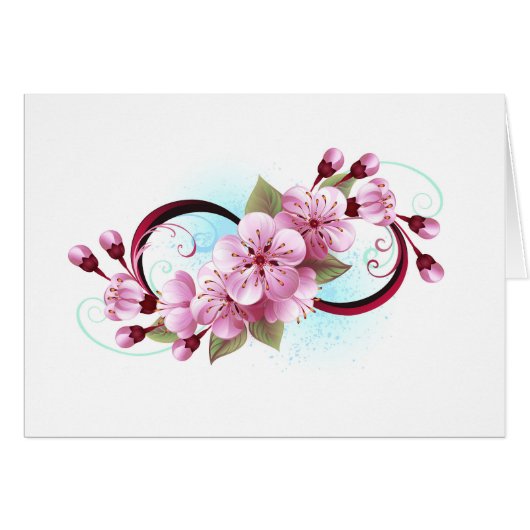 Infinity with Sakura Blossom Flowers Cards (Front Horizontal)