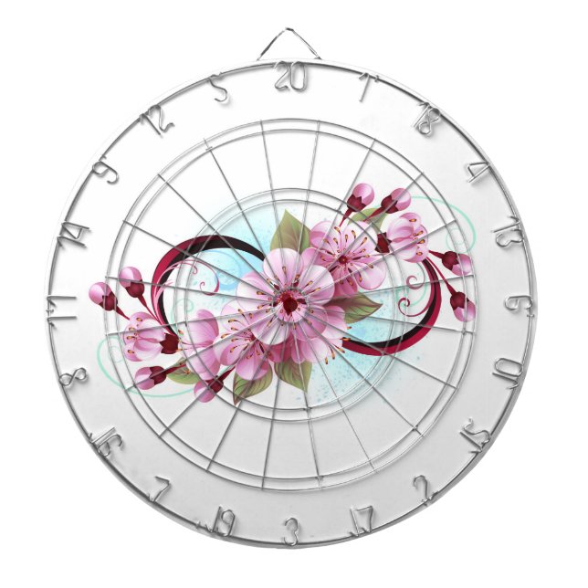 Infinity with Sakura Blossom Flowers Dart Board (Front)