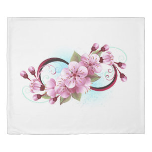 Infinity with Sakura Blossom Flowers Duvet Cover