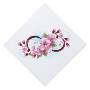 Infinity with Sakura Blossom Flowers Graduation Cap Topper