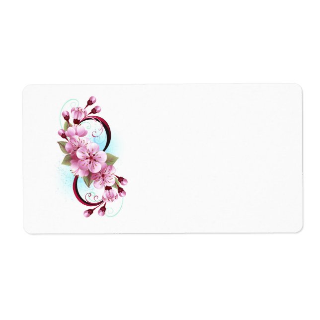 Infinity with Sakura Blossom Flowers Label (Front)