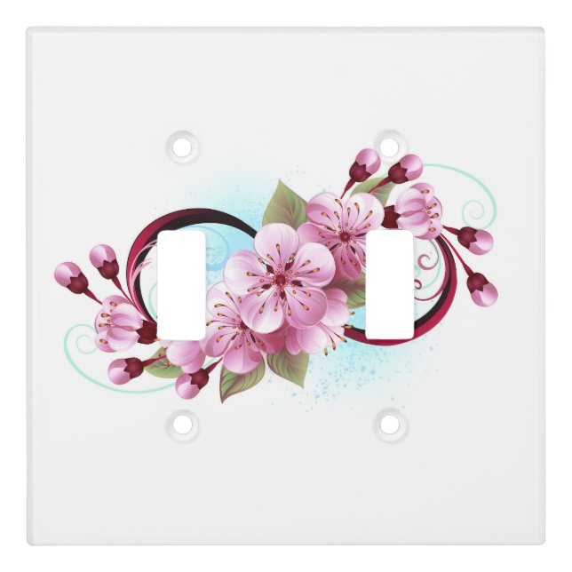 Infinity with Sakura Blossom Flowers Light Switch Cover (Front)