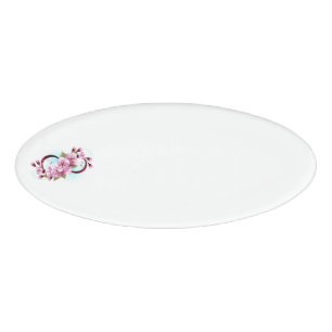 Infinity with Sakura Blossom Flowers Name Tag