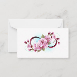 Infinity with Sakura Blossom Flowers Note Card