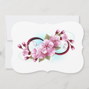 Infinity with Sakura Blossom Flowers Note Card