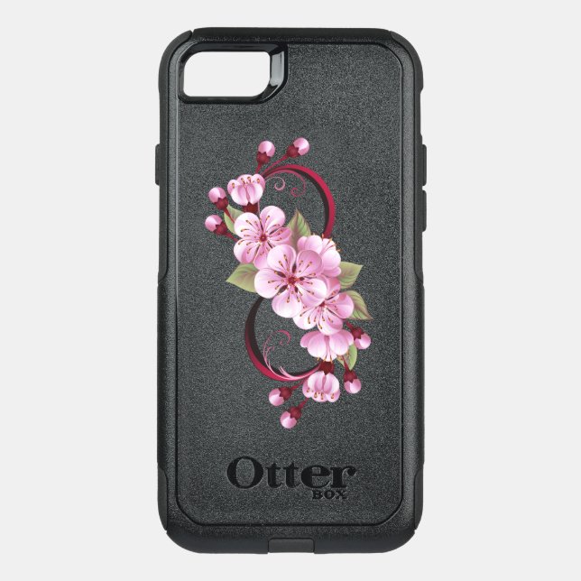 Infinity with Sakura Blossom Flowers Otterbox iPhone Case (Back)