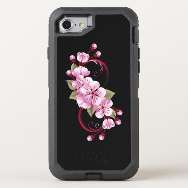 Infinity with Sakura Blossom Flowers Otterbox iPhone Case (Back)