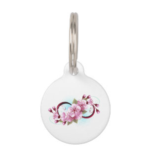 Infinity with Sakura Blossom Flowers Pet ID Tag