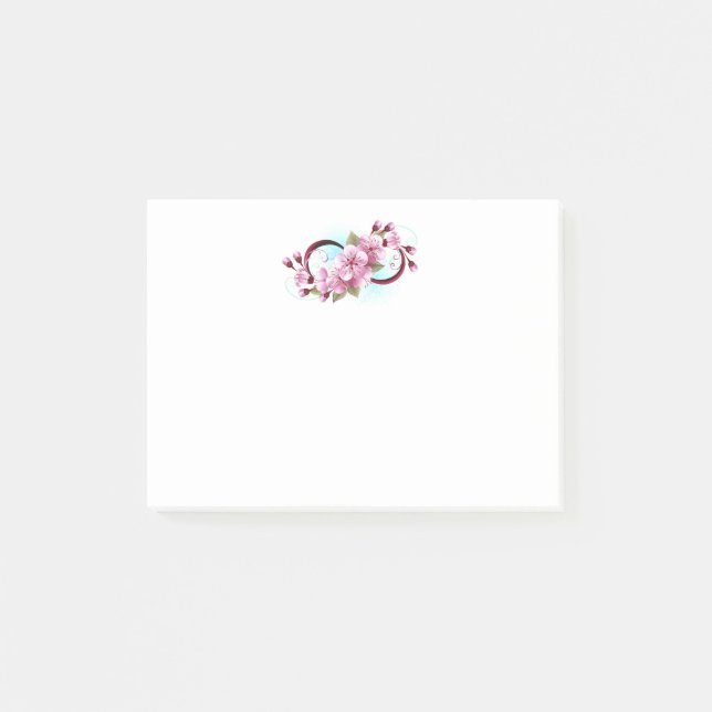 Infinity with Sakura Blossom Flowers Post-it Notes (Front)
