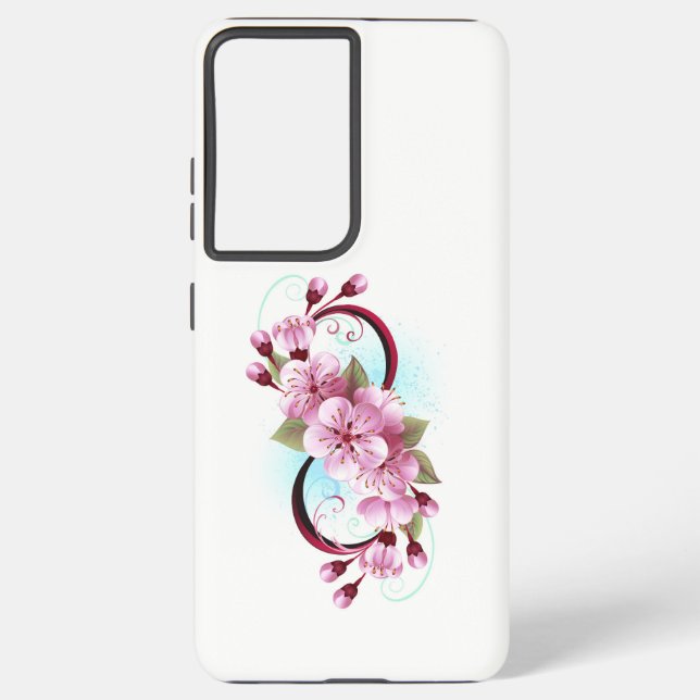 Infinity with Sakura Blossom Flowers Samsung Galaxy Case (Back)