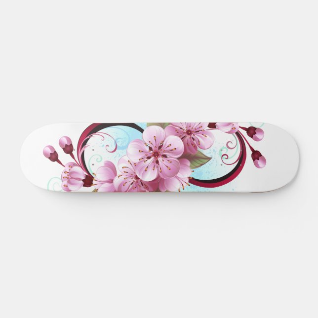 Infinity with Sakura Blossom Flowers Skateboard (Horz)