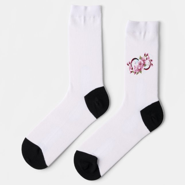 Infinity with Sakura Blossom Flowers Socks (Left)