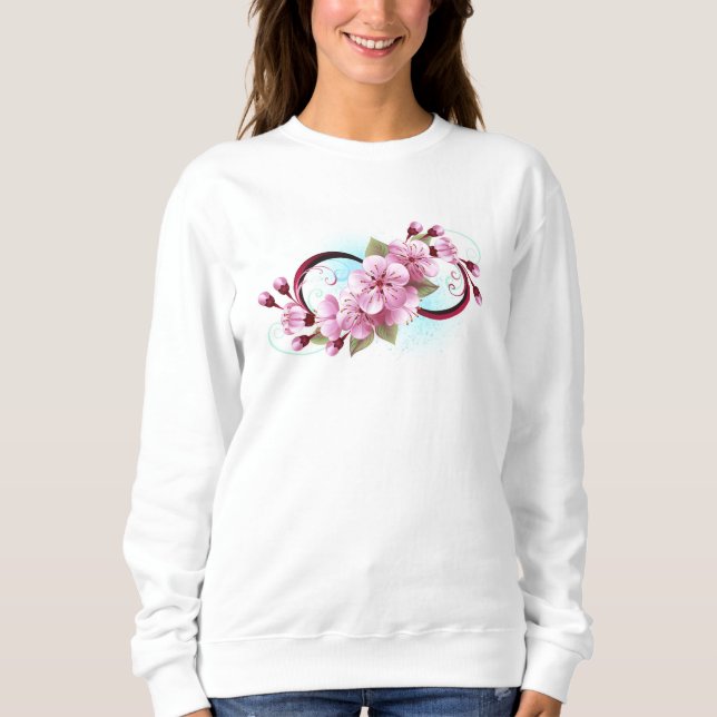 Infinity with Sakura Blossom Flowers Sweatshirt (Front)