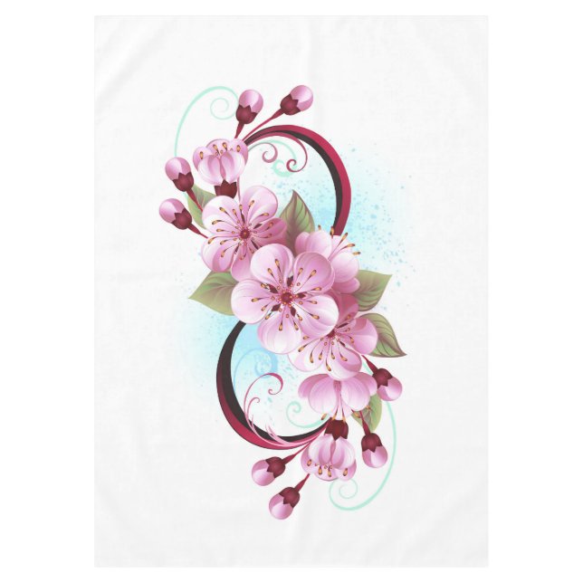 Infinity with Sakura Blossom Flowers Tablecloth (Front)