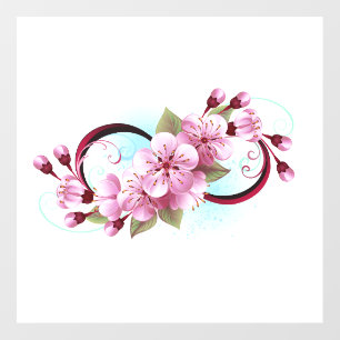 Infinity with Sakura Blossom Flowers Wall Decal