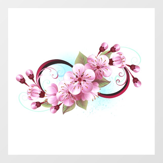 Infinity with Sakura Blossom Flowers Wall Decal (Front)