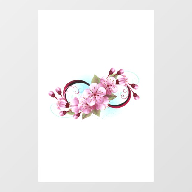 Infinity with Sakura Blossom Flowers Wall Decal (Front)