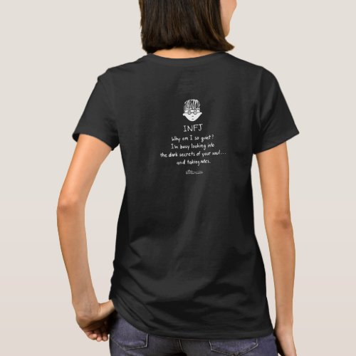 INFJ Taking Notes Womens Black T Design on Back T_Shirt