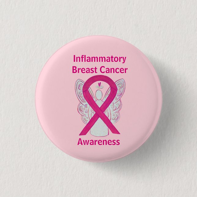 Inflammatory Breast Cancer Hot Pink Angel Pins (Front)