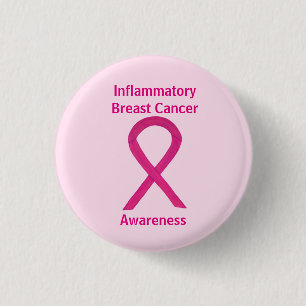 Inflammatory Breast Cancer Hot Pink Ribbon Buttons