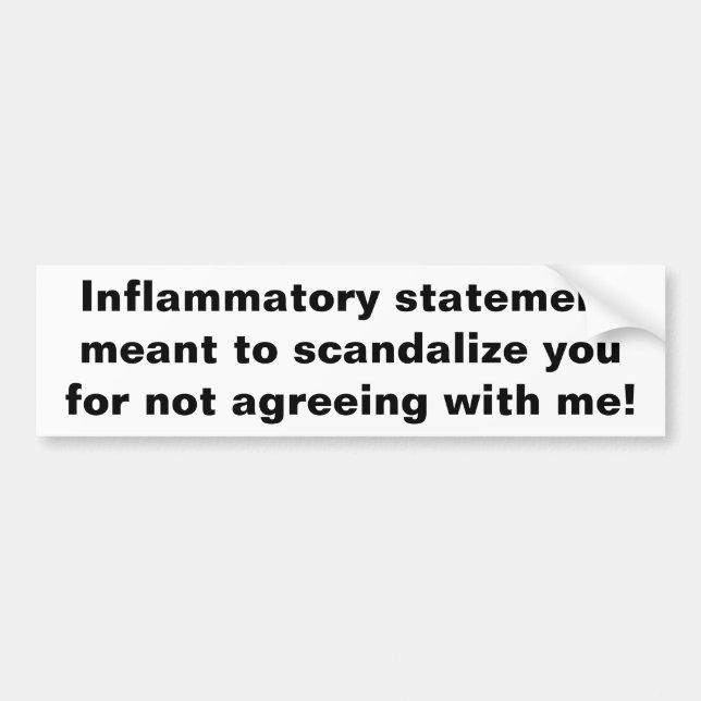 Inflammatory statement bumper sticker (Front)