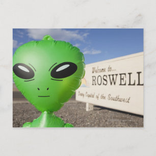Inflatable alien with Welcome to Roswell sign in Postcard