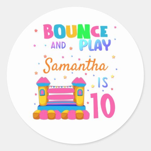 Inflatable Bounce House Jump Birthday Party Girl  Classic Round Sticker