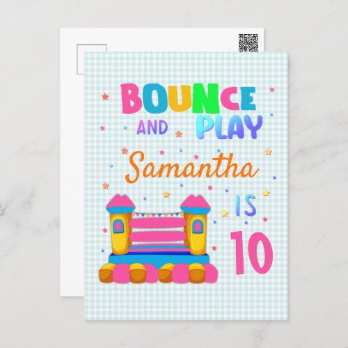 Inflatable Bounce House Jump Birthday Party Girl  Postcard